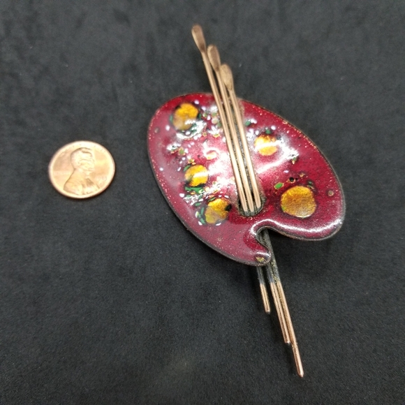 Matisse copper red artist's palette brooch/pin 🎨 - Picture 4 of 7